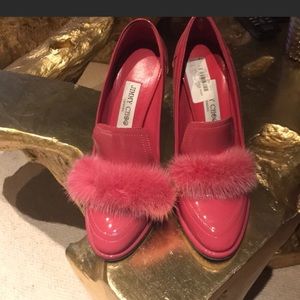 Jimmy choo heels with fur detail